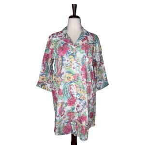 Lauren Ralph Lauren Logo Crest Pocket Button-Down Sleep Night Dress    Size: L